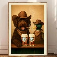 Chocolate Golden Doodle with Busch Light