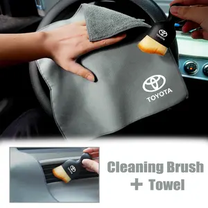 Car Towel Cleaning Drying Cloth with Duster Clean Brush, Compatible with Toyota Chr Rav4 Yaris Prius Avensis Corolla Camry Auris