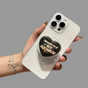 Boy Aquarium Retro Hockey Heart Phone Grip Vintage Button Style Phone Grip Cute Aesthetic Grip Stand for Smartphones Unique Gift
