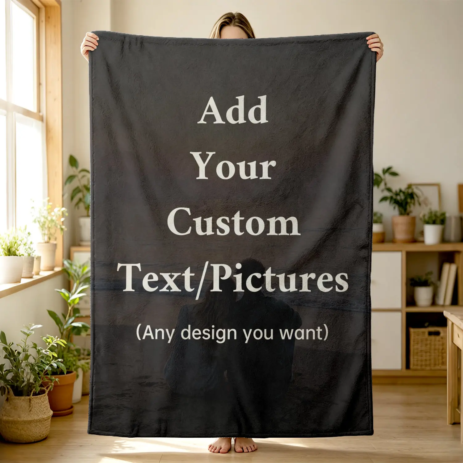 Custom Sherpa Throw Blanket - Personalized Photo Gift for Couple, Family, Pet Lover, Cozy Warm Soft Fuzzy Blanket