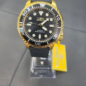 Invicta Pro Diver Neptune Men's Watch 48mm Black with Gold Accents and 30-Meter Water Resistant Features