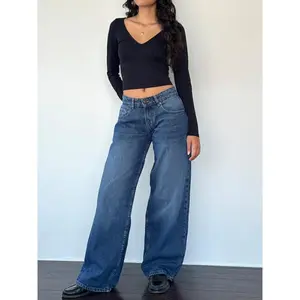 WomenLowRiseBaggyJeansLooseStraightLegBoyfriendCasualWashedDenimPantswithPocketsChicStreetwearMinimalistShortBasicComfortWomenswear