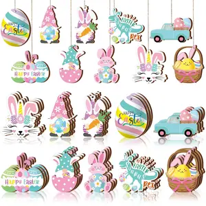 20pcs Easter Decorative Hanging Tags, Colorful Wooden Signs, Egg Bunny Truck Patterns, Easter Eggs, Festive Easter Ornaments, Perfect Home Decoration for Doors Walls