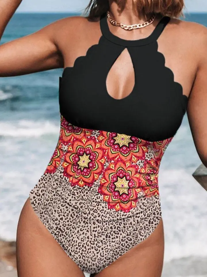 Women's One Piece Swimsuit Sexy V Neck High Cut Hollow Out Monokini