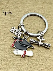 Graduation Keychains Set of 3, Class Grad Cap & Diploma Charm Keys, Commemorative Gift for 2026 Graduates, Perfect Keepsake