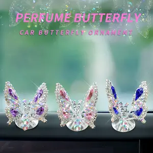 Dynamic Butterfly Car Ornament, Wind-Blown Wings, Diamond Look, Car Interior Decoration, Creative Decor for Dashboard Screen Fridge Desk, Fun Gift Idea