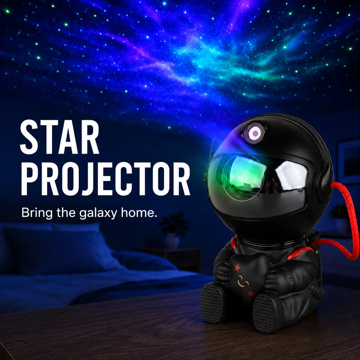 Astronaut Galaxy Star Projector, Night Light for Kids, Original Black |   8 Modes, Remote, 270 Degree Rotation, Nebula Projection, Bedroom, Home Theater, Ceiling Decor, Party, Teen, Birthday Gift