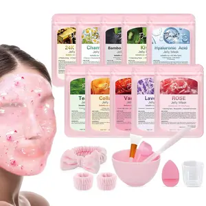Facial Care Jelly Mask Set, 10 Moisturizing Flavors, Peeling Hydrogel Gel Mask, Hydrating Cream Formula, Gentle Nourishing Smooth Skin Care