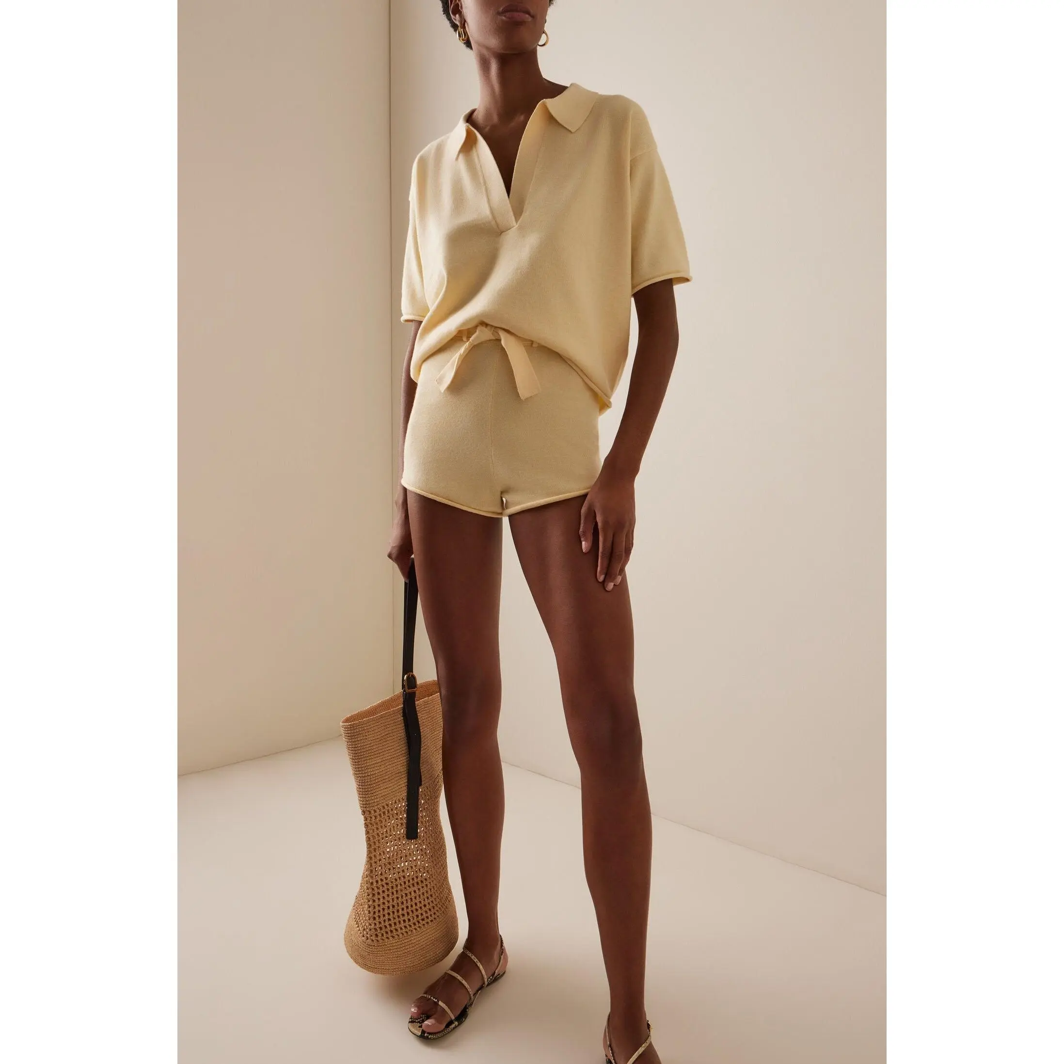 French Cotton Cashmere Shorts - Butter Yellow