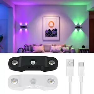 2026 New Portable Mini Bi-Directional Ambient Light, USB Rechargeable,2 PCS Portable And Compact, RGB And Tri-Color Light Options, Suitable for Bedroom, Cabinet Light, Hallway, Room, Home Decor Ambient Light