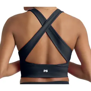 POPSUGAR Long Line Sports Bra Women, Workout Crop Tops for Women Longline Criss Cross Gym Yoga Tops with Built in Bra