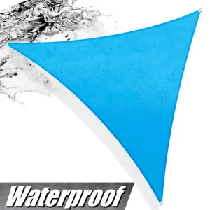 ColourTree Custom-sized Blue Triangle Waterproof Sun Shade Sail UPF50 Canopy Awning Shelter, 95% UV Blockage Water Resistant, Outdoor Patio Garden Carport