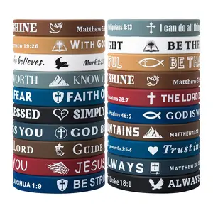 Bible Verse Bracelets - 20 Pcs Silicone Bulk Jesus Wristbands - Cute Christian Colored Bracelet - Comfortable and Lightweight - Religious Gifts for Men, Women