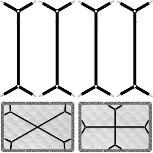 4 count Sheet Straps, Adjustable Mattress Sheet Clips,Fitted Sheet Straps Keeping Sheets Place Heavy Duty, Bed Sheet Straps,Keep Sheets in Place(Black)