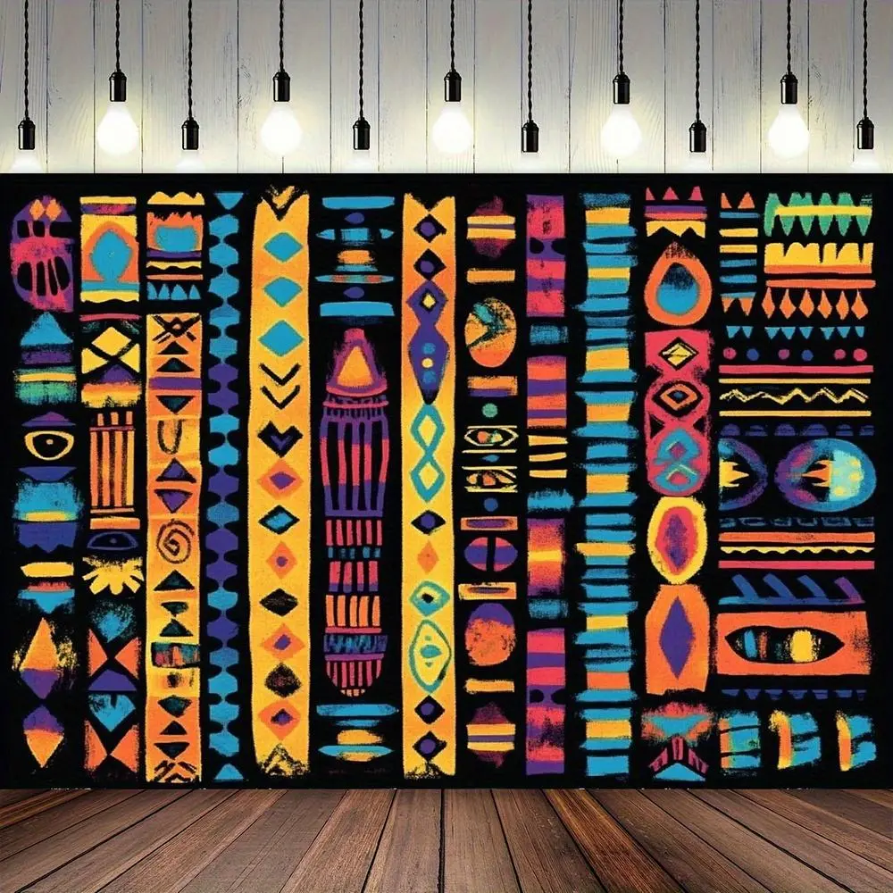 1pc Glam African Motif Woven Tapestry Blanket-Throw - 1-Piece Durable Soft Machine Washable Fabric, Party Decor, Non-Electric Bedding Soft Furnishing