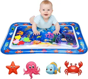Mother Day Gift Tummy Time Water Play Mat for Babies, Infant Sensory Activity Toy, Inflatable Baby Water Mat, Tummy Time Pad for Newborn, Water Play Mat for Kids, Strengthen Muscles & Motor Skills 3–24 Months