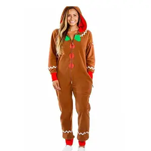 Women's Christmas One-Piece Brown Cosplay Costume Christmas Pajama Party Dress-up Costume