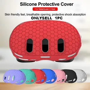 Multi-Color Honeycomb Silicone Protective Cover for Meta Quest 3 VR Headset, Breathable Shock-Absorbing Anti-Slip Anti-Scratch VR Front Shell with Skin-Friendly Texture, VR Accessories
