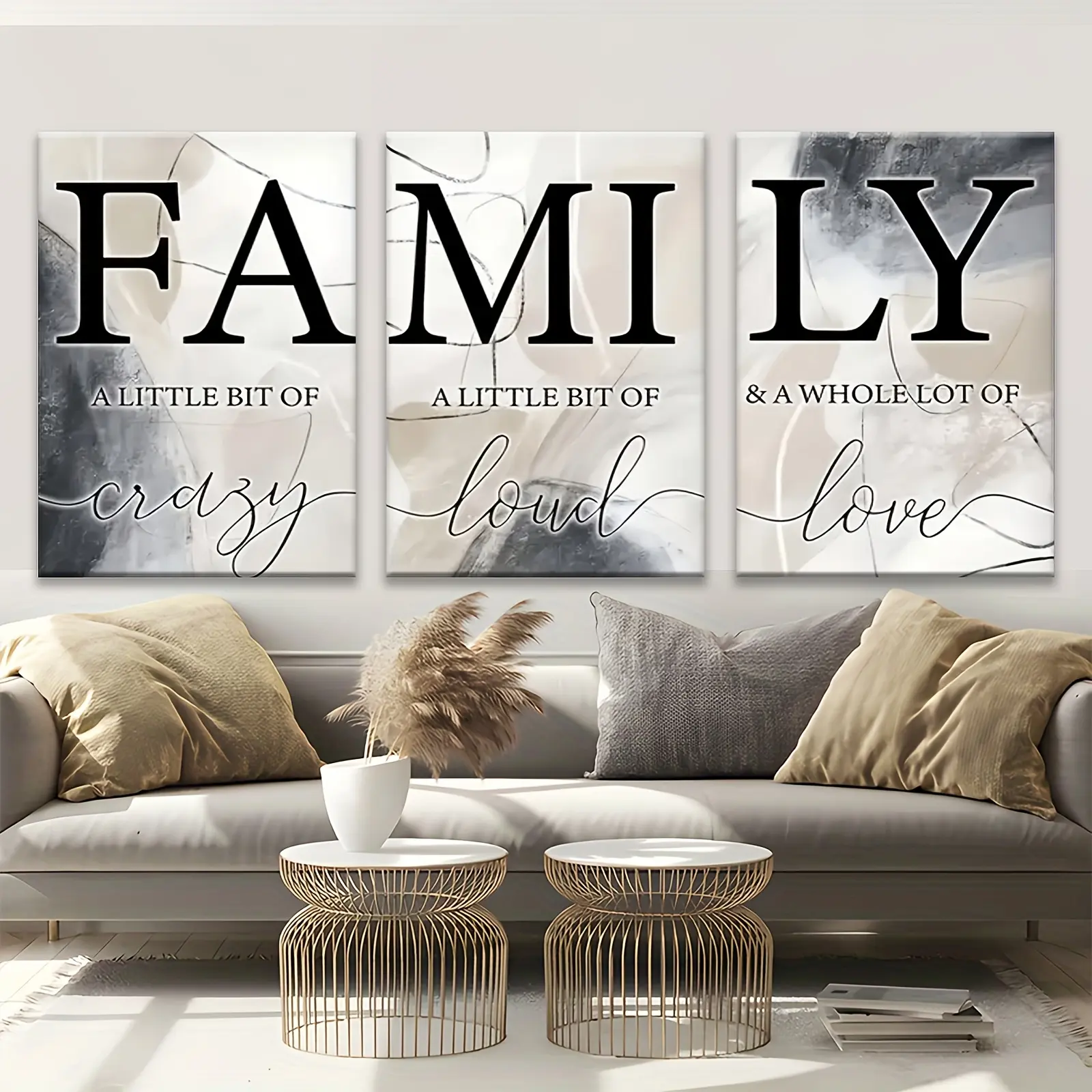 3-Piece Pine Wood Frame Decorative Wall Art Prints, Creative Patterned Modern Home Decor for Living Room, Bedroom, Creative Pattern