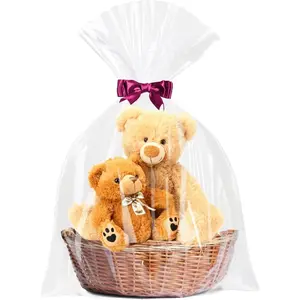 Large Cellophane Cello  Wraping Bags,4050inch, 5 PACK, Clear Cellophane Wrappers, Clear Packaging for  Baskets, Presents,  Bottles, Bridal/ Showers and More, Ribbon NOT Included