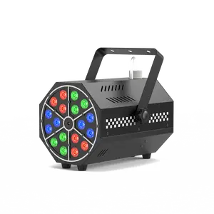 UKING 500W RGB LED Fog Machine with Remote Control 18 LEDs 7 Static Colors Strobe Effects for Halloween Party Stage Lighting