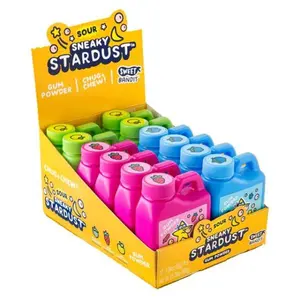 Sour Sneaky Stardust Bubble Gum 18 ct. - Super Sour, Tangy Candy Dust Transforms into Sweet Bubble Gum with Fruity Flavors - 18 Count Pack Chewinggum Flavored Straws Chew Powder Chewy