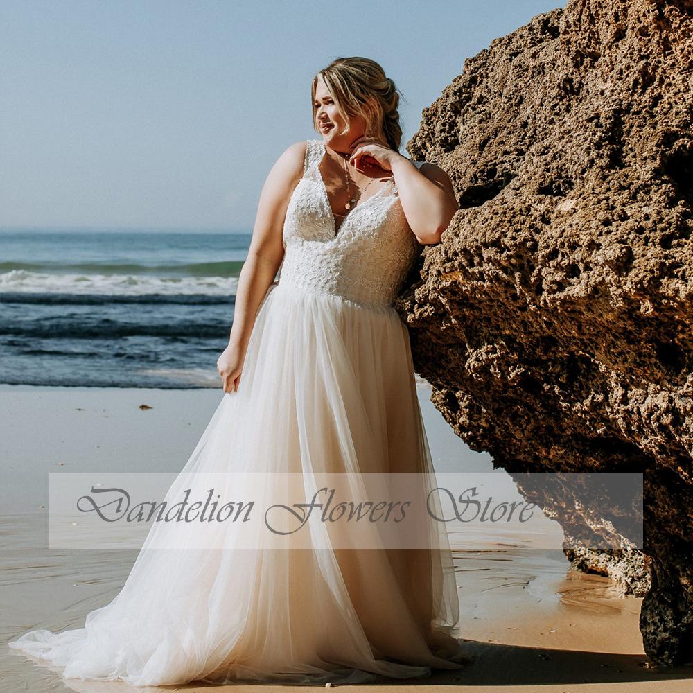 Classic Wedding Dresses Plus Size 2025 Women V-Neck Sleeveless Lace Up Bride Gowns Tulle A-Line Sweep Train فستان حفلا