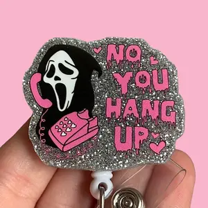 Glitter My Badge Halloween ghost nurse badge reel for nurse and hospital workers. Badge clip Badge pull - Retractable swivel clip with a 360 rotation. Great gift for coworker. Healthcare