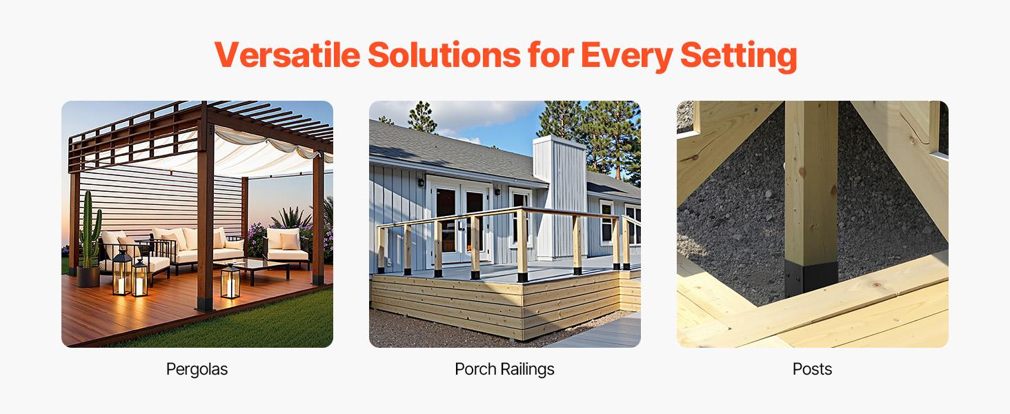 4x4 Post Base 4 Pcs, Inner Size 3.6x3.6 inch / 92x92 mm Post Brackets, Heavy Duty Carbon Steel Decking Posts, Wood Posts Brackets for Pavilion Deck Railing Support Deck Base Plate