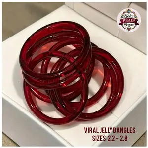 MOST DEMANDED Glass Plain JELLY Bangles 4 Pieces for Women's Fashion Jewelry Sizes 2.2 2.4 2.6 2.8 Trendy & Fashionable Accessories Perfect for Any Occasion