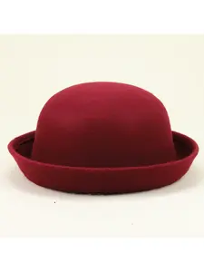 Korean-style versatile dome small hat imitation cashmere hat wool felt small round hat turned-up brim performance hat for men and women autumn and winter trendy hat Fashion Matching Hat Fitted Hat