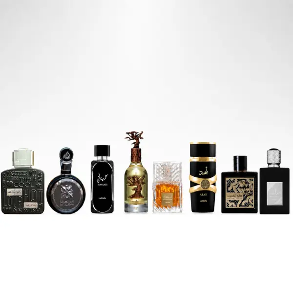 Lattafa Premium Arabian Fragrance Multi-Pack - Fragrance Discovery Set with Ramz SILVER, Fakhar, Hayaati, Eternal Oud, Khamrah, Asad, Qaed Al Fursan, Ameer al arab - Guys Gifts Men's Colognes Bundle, Gifts For Him, Boyfriend Birthday Gift