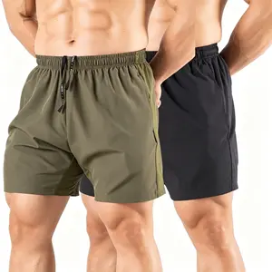 2 Pack Men 5 Inch Quick Dry Running Shorts Zipper Pockets Athletic Gym Workout Shorts track