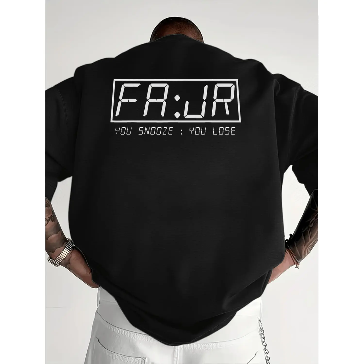 Men's Graphic T-Shirt with Fajr Prayer Print, Loose-Fit Lightweight Polyester Top for Ramadan, Casual Unisex Menswear