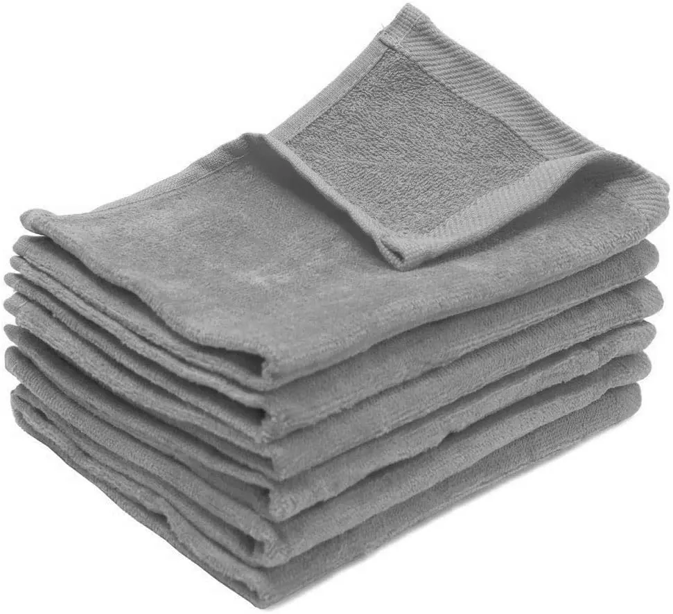 12-Pack Fingertip Towels 11X18 100% Cotton Rally Towels Colors (Silver Grey)