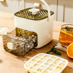 48 Cube Double-Deck Portable Ice Maker, Easy Press Lid, Silicone Trays, Durable Plastic, Countertop Kitchen Gadget, DIY Frozen Food, Summer Drinks