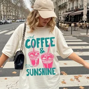 Comfort Colors Iced Coffee and Sunshine TShirt, Iced Coffee Tee, Coffee Lover Gift, Summer Graphic Tee, Summer Vibes TShirt, Coffee TShirt