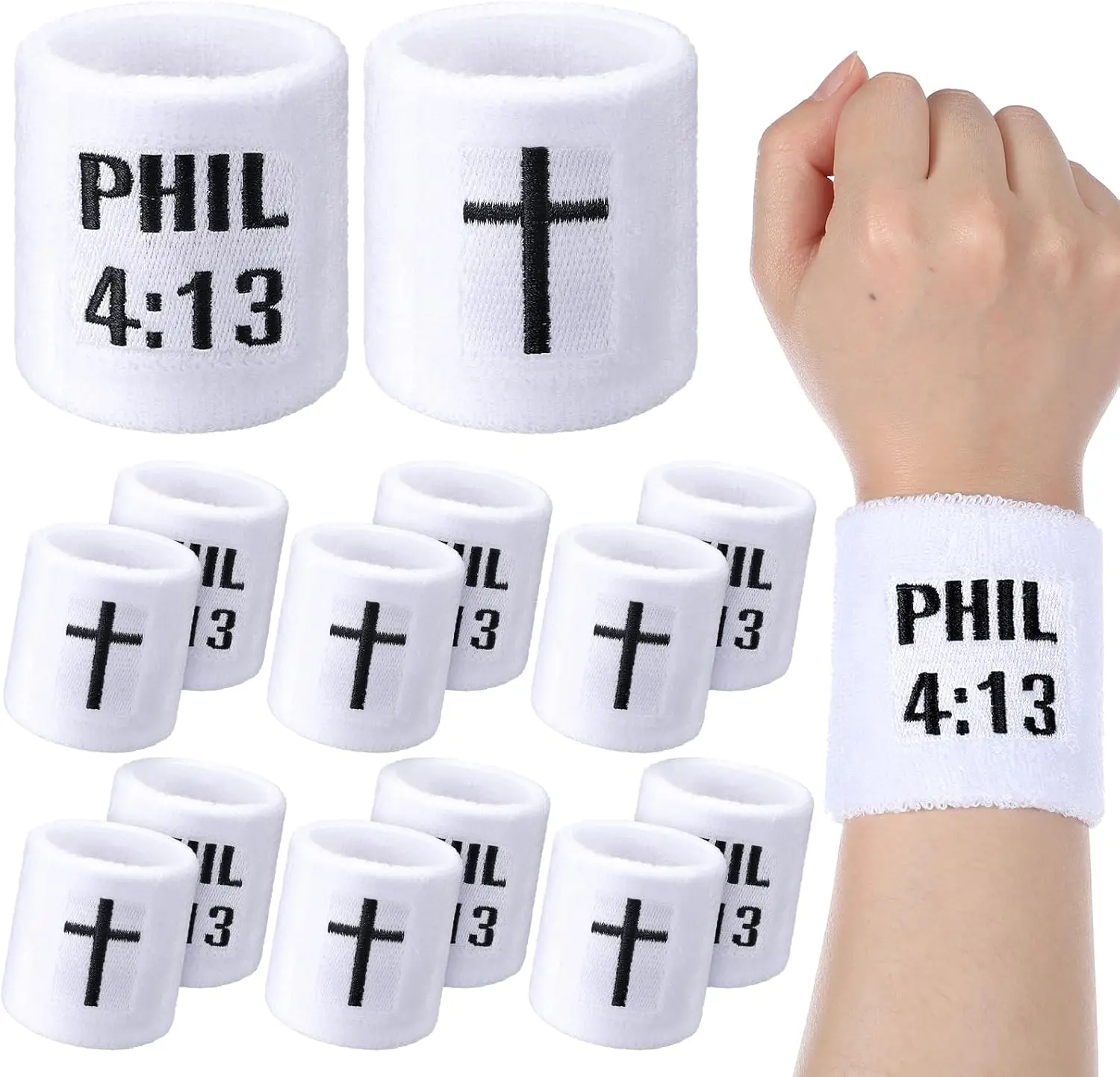 6 Pair Cross Wristband Football Baseball Drip Baseball Football Accessories Faith Cross Sports Wristband Sweat Band Athletic Christian Faith for Sports Basketball Gym Workout