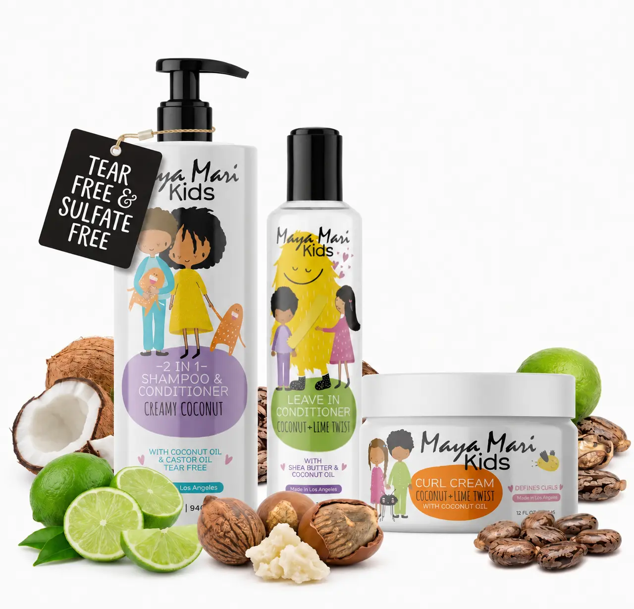Maya Mari Kids Curly Hair 3-Piece Set – Kids Shampoo and Conditioner, Curl  Cream & Leave-In Conditioner | Complete Curly Hair Routine for Kids | Paraben-Free,  Tear-Free, Frizz Control