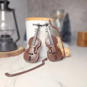 12/24pcs Realistic Violin Mini Model, Home Collection DIY Accessories, Holiday Decoration Figurines, Perfect Gift for Music Lovers