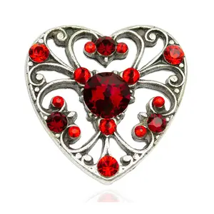 Anne Koplik Red Crysal Heart Pin
