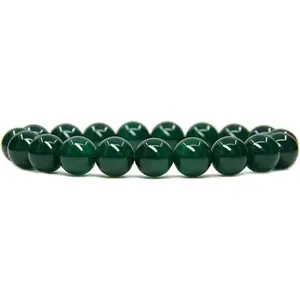 AA Grade Green Agate Gemstones Healing Power Crystal Elastic Stretch Beaded Bracelet 7" Unisex,10mm Beads