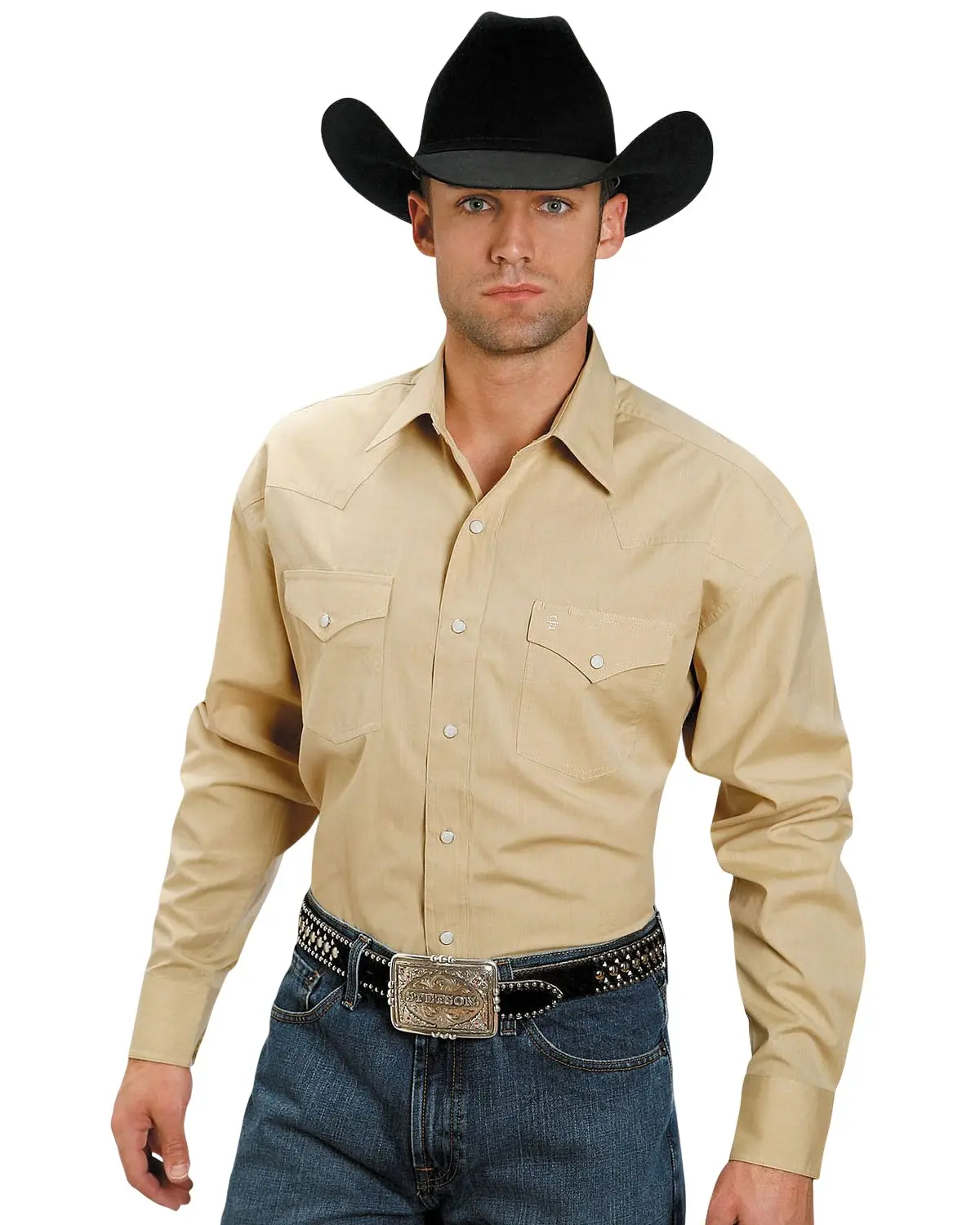 Stetson Men's Men'S Solid Oxford Long Sleeve Snap Western Shirt - 11-001-0465-0041Bu