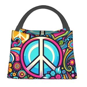Lunch bag for both men and women, reusable hand-held insulation bag, peace logo pattern, is an essential item for outdoor camping and daily commuting. It is made of safe and durable insulation material, with a portable and stylish design