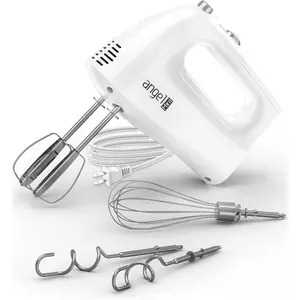 Mini Angel Hand Mixer, 400W Portable Kitchen Handheld Mixer with Eject Button, 5 Speed & 5 Stainless Steel Accessories, Egg Beaters and Whisk for Easy Whipping Cake, Cream, Batters, Cookies