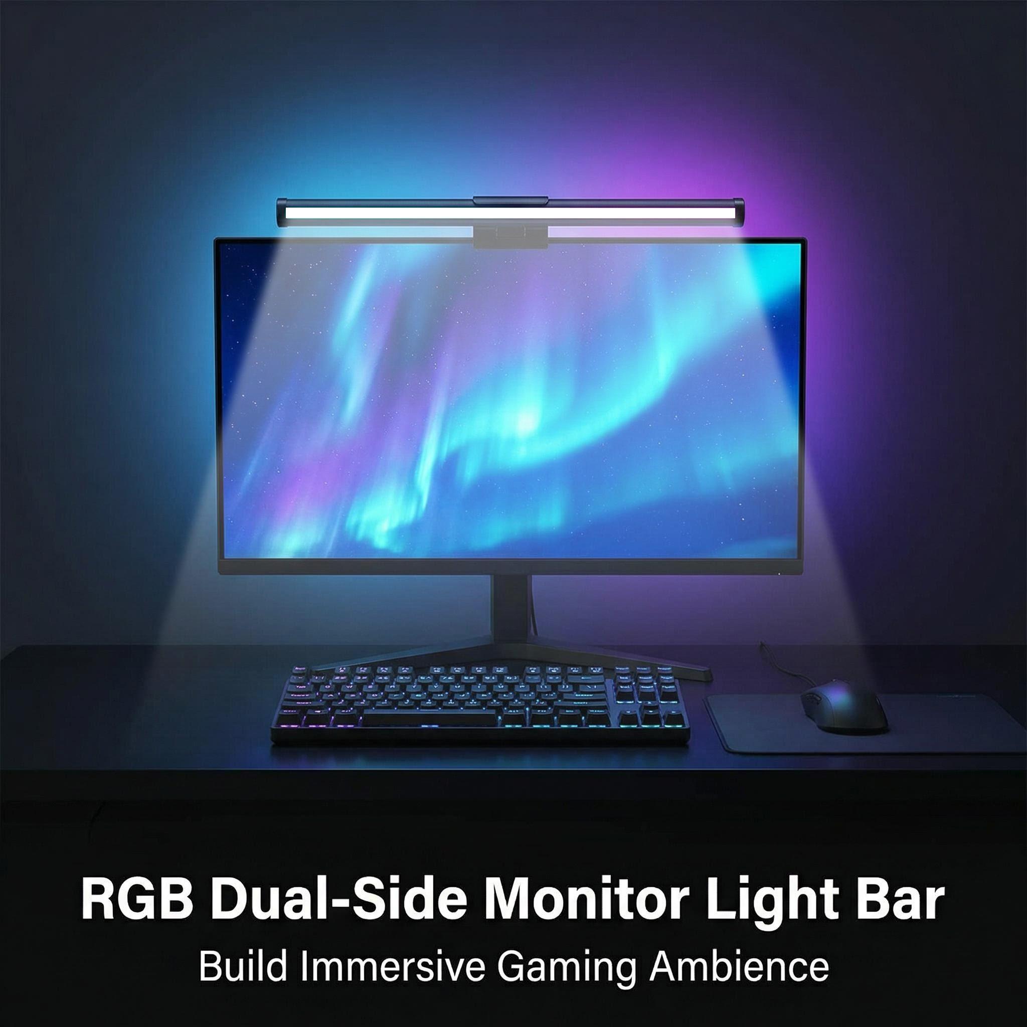 Esports Ambience RGB Monitor Light Bar, 40'' Computer Light with 16 Million Colors Gaming Backlight, 3 CCT & Stepless Dimmable LED Desk Lamp for PC, Eye-Care Screen Lamp for Home Office with Memory Function