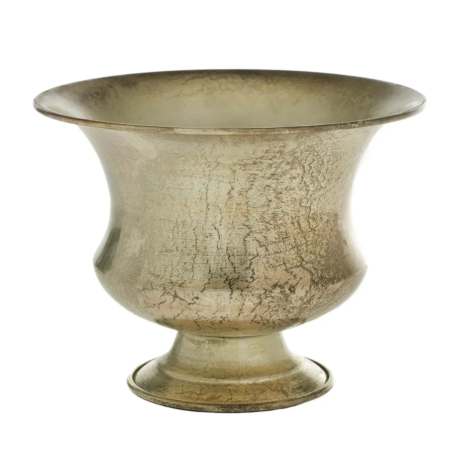 Large Antiqued Silvertone Garden Planter, Antiqued Look Design, 0.8 lbs, Suitable for Indoor Use with Flowers