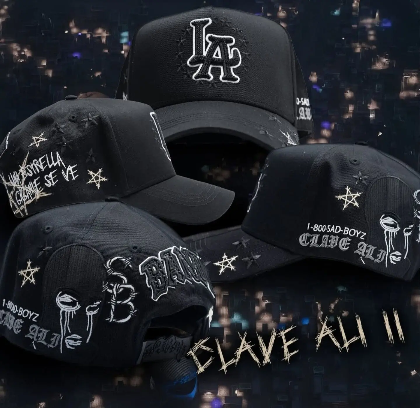 Dandy Hats X Sad Boyz II Clave Ali II Junior H Hat LimitedEdition, Black