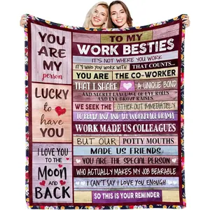 My Coworkers Work Bestie Blanket - Soft Flannel Friendship Blanket for Best Friends Birthday - Themed Gifts