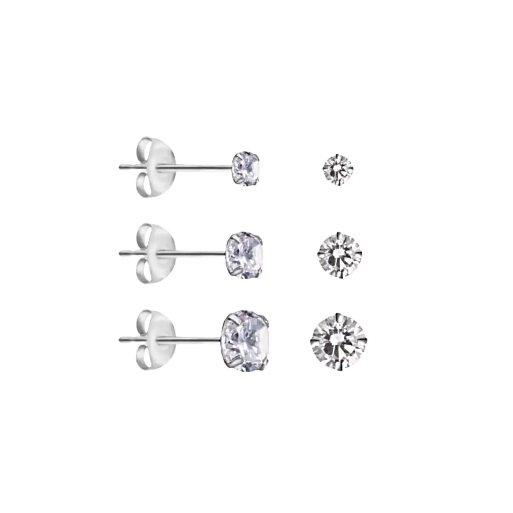 3-Pair of Cubic Zirconia Earrings Pack 3-Pair of Cubic Zirconia Earrings Pack